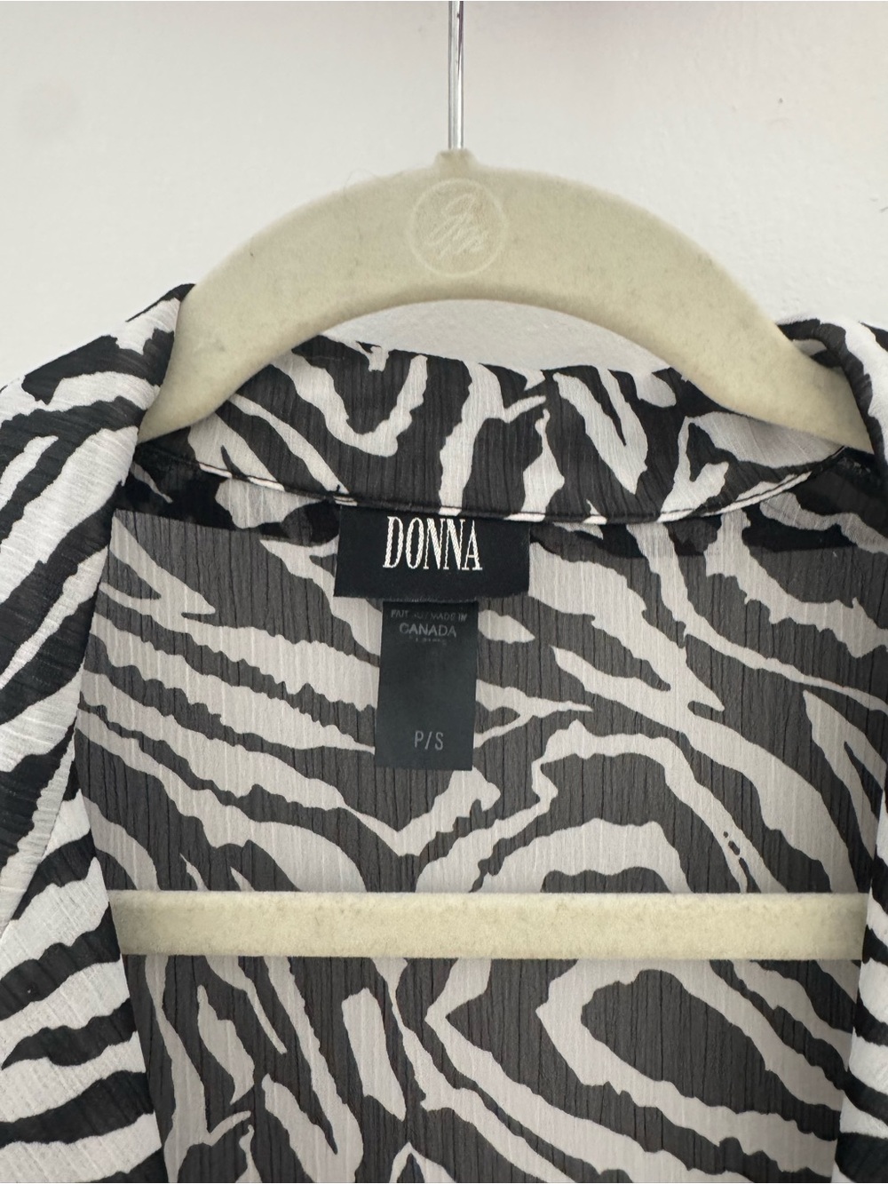 DONNA Vintage Crushed Chiffon Zebra Blouse